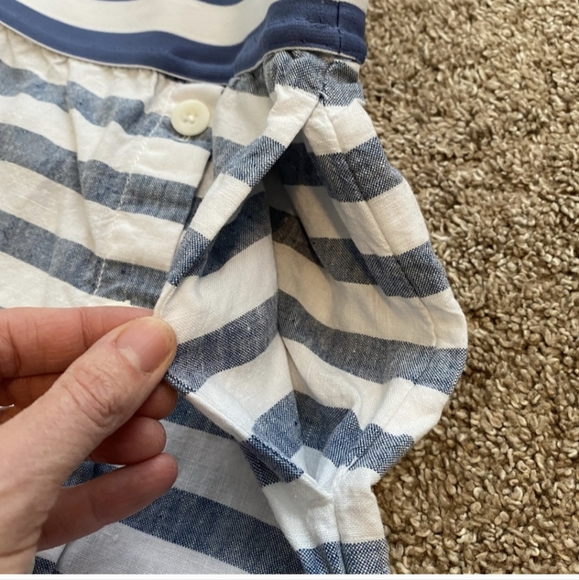 J. Jill Love Linen Seaside Blue & White Stripe Maxi Skirt Button Front Large - Picture 4 of 6